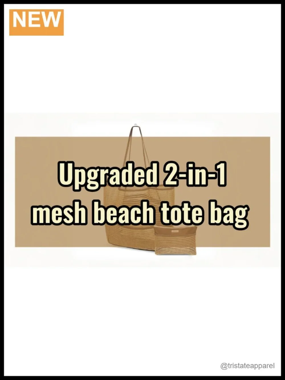 2-in-1 Packable Mesh Beach Tote with Multiple Pockets, Foldable Travel Bag